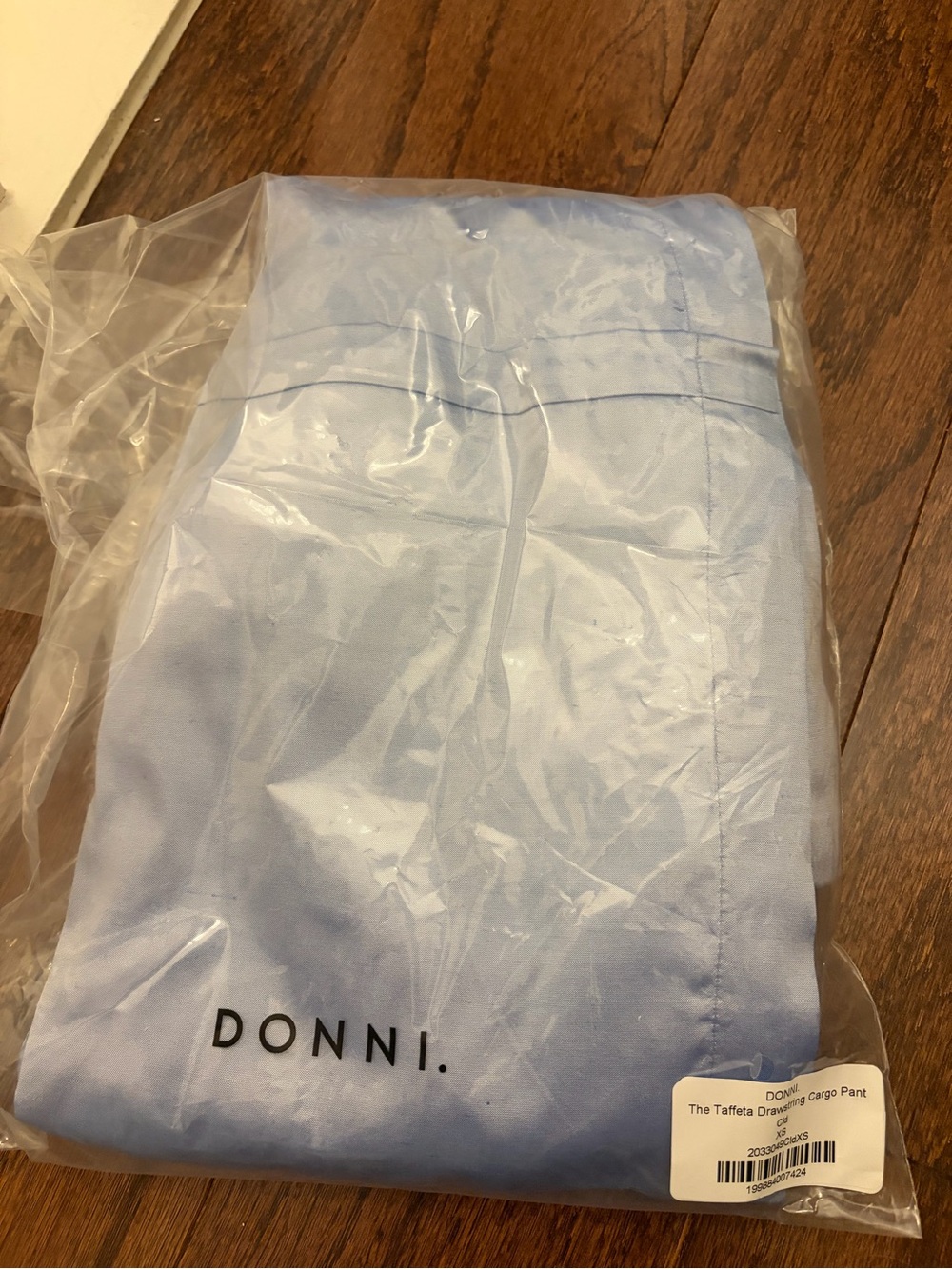 DONNI The Silk Taffeta Cargo Pant IN CLOUD blue xs NWT - Picture 4 of 10
